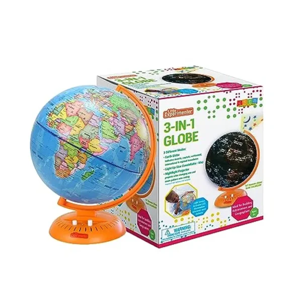 Globo luminoso 3 en 1 para niños, 8 pulgadas, mapa de estrellas iluminado con proyector de lámpara nocturna integrado y soporte, juguetes educativos y de aprendizaje, regalos para niños a partir de 8,