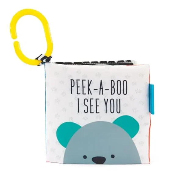 Sassy Libro de actividades Peek-a-Boo con enlace acoplable para viajes sobre la marcha, blanco y negro, para edades recién nacidos y mayores