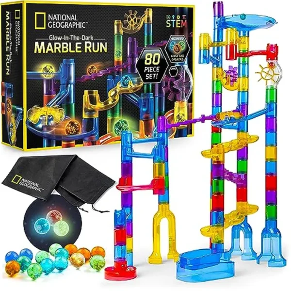 NATIONAL GEOGRAPHIC, tobogán de canicas que brilla en la oscuridad; malla de almacenamiento, gran juguete creativo para niñas y niños.