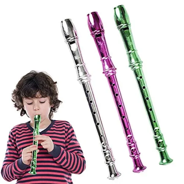 ArtCreativity Flautas metálicas de 13 pulgadas, juego de 3, instrumento musical de plástico para niños, colores metálicos, juguetes musicales duraderos para niños pequeños, niños, niñas, regalo