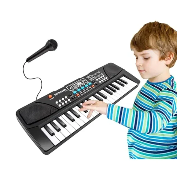 M SANMERSEN Teclado de piano para niños, piano para niños con micrófono, teclados electrónicos portátiles para principiantes, juguete musical de 37 teclas para niños de 3/4/5/6 años