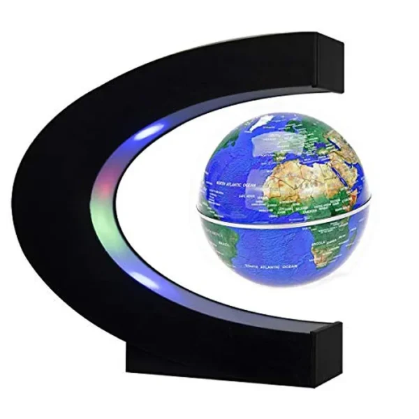 Globo flotante con luces LED en forma de C, levitación magnética flotante, globo con mapa del mundo para la decoración del escritorio