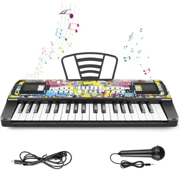 M SANMERSEN Teclado de piano para niños, piano para niños, teclados musicales de 37 teclas, pianos electrónicos con soporte para libro de música, juguetes musicales para niños pequeños, principiantes