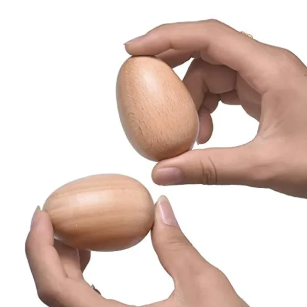 Juego de cocteleras de huevo de madera, instrumentos de percusión musical, acabado natural (2 PCS)