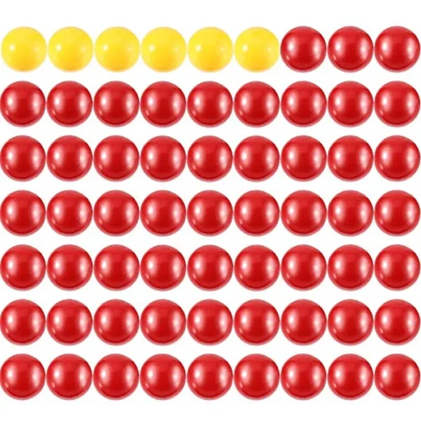 Juego de 63 canicas de repuesto para juegos, juego de 3 bolas de repuesto compatibles con hipopótamos hambrientos, 57 bolas rojas y 6 amarillas