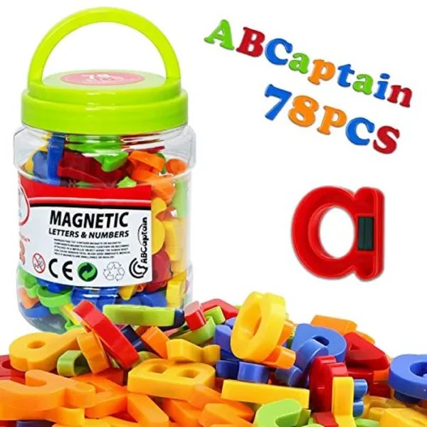 ABCaptain Letras magnéticas, números, alfabeto, ABC, 123, imanes para nevera, preescolar, educativo, juego de juguetes de plástico, símbolos matemáticos minúsculas en mayúsculas para niños pequeños
