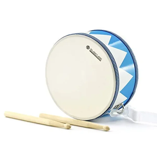 MUSICUBE Juego de batería para niños, juguetes de batería de madera de 8 pulgadas con una correa ajustable y 2 baquetas, juguetes musicales educativos para bebés, juguetes de instrumentos musicales