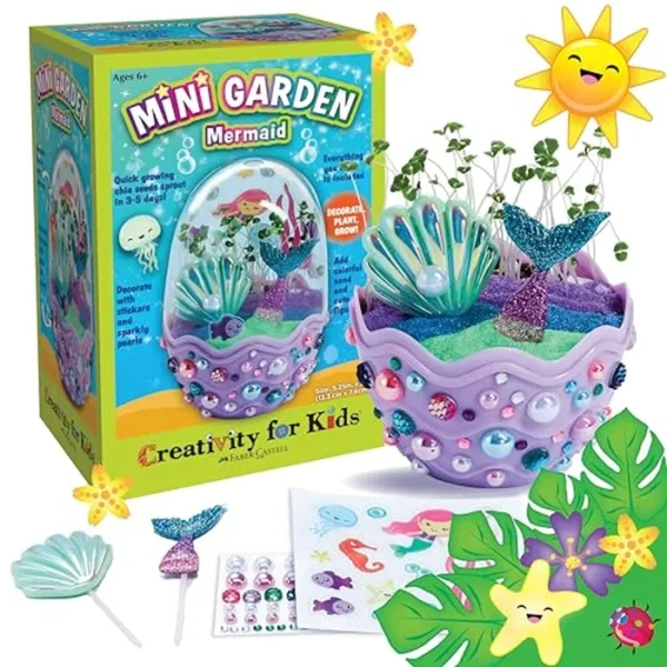 Creativity for Kids Mini Garden: Kit de terrario de sirena, regalos de sirena para niñas, manualidades para niños y juguetes de 6 a 8 años, rellenos de calcetines