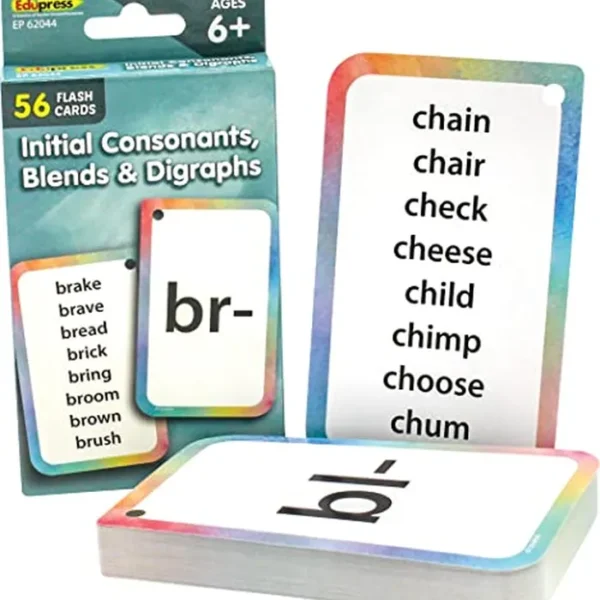 Teacher Created Resources Consonantes iniciales, mezclas y tarjetas flash de dígrafos (EP62044) 3-1/8" x 5-1/8"