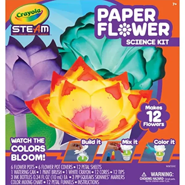 Crayola Kit de ciencia de flores de papel, flores que cambian de color, regalo para niños de 7, 8, 9, 10 años