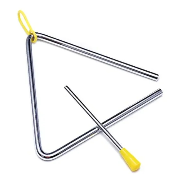 Instrumento musical de percusión de triángulo de acero de 6 pulgadas con delantero
