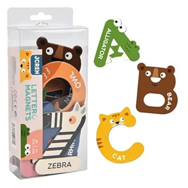JCREN Juguete de letras magnéticas jumbo de animales del alfabeto, imanes para nevera, alfabeto ABC mayúsculas, juego de juguetes para aprendizaje preescolar de ortografía, regalo para niños y niñas de 3, 4 y 5 años