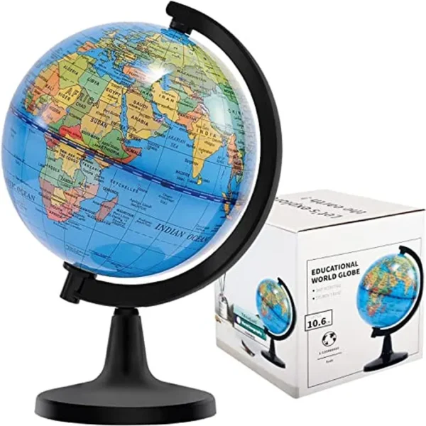 Wizdar Globo del mundo de 4 pulgadas para el aprendizaje de los niños, globos educativos giratorios de mapa del mundo, tamaño pequeño, globo decorativo para niños para aula, geografía, enseñanza,