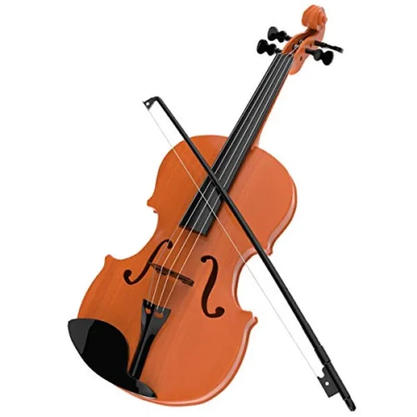 Hey! Play! Violín de juguete para niños con 4 cuerdas ajustables y lazo, sonidos musicales, instrumento de aspecto realista para aprender música clásica