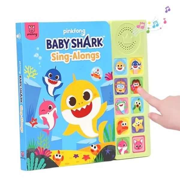 Baby Shark - Libro de sonido de 10 botones para cantar, juguetes de tiburón bebé, juguetes de aprendizaje y educación, libros interactivos para bebés de 1 a 3 años, regalos para niños y niñas