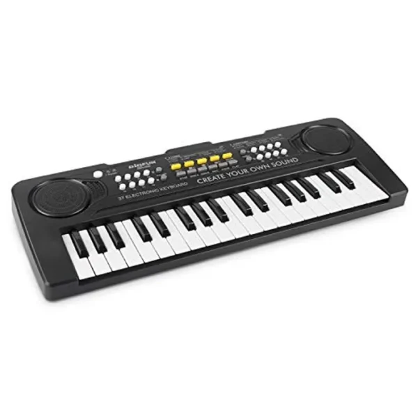 Piano de teclado para niños, piano electrónico portátil de 37 teclas para niños, teclado de música digital, juguetes educativos para niñas y niños de 3, 4, 5, 6, 7, 8 años (negro)
