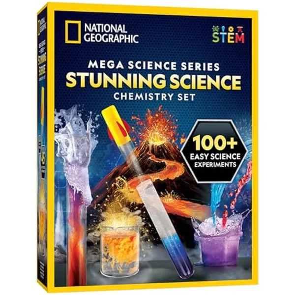 Impresionante juego de química – Mega Science Kit con más de 15 experimentos fáciles, haz un volcán, lanza un cohete, crea reacciones gaseosas y más, juguete STEM, un kit científico exclusivo de Amazon