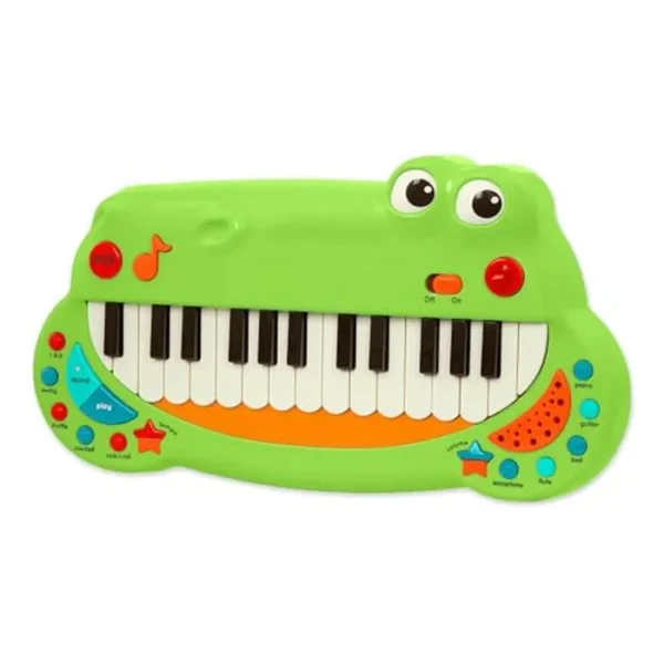 Battat Instrumento musical para niños pequeños - Piano de teclado animal con 5 ajustes - Piano de cocodrilo - 2 años +