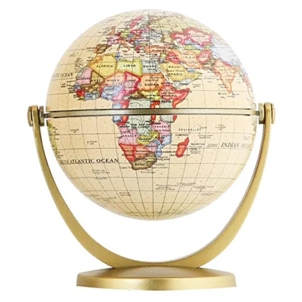 Annova Mini globo antiguo de 4 pulgadas / 3.9 in – Gira en todas las direcciones educativo, decorativo, único, mundo pequeño, escritorio, vintage (Mini Globe 4 pulgadas)