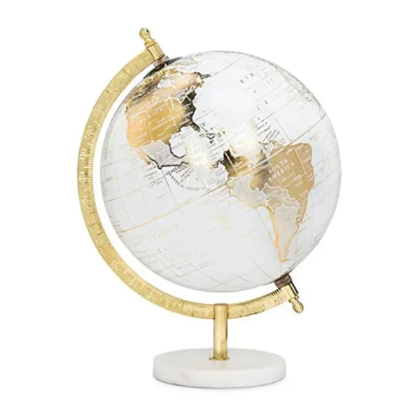 Abbott Collection 57-LATITUDE-18 - Globo decorativo pequeño giratorio, blanco/dorado, 11 pulgadas de alto