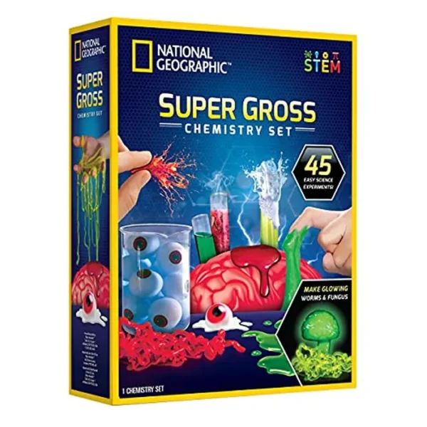 NATIONAL GEOGRAPHIC - Laboratorio de ciencia asquerosa: 15 experimentos científicos asquerosos para niños, disecciona un cerebro, revienta glóbulos sanguíneos y mucho más, gran kit de ciencias STEM para los niños que aman los experimentos científicos asquerosos