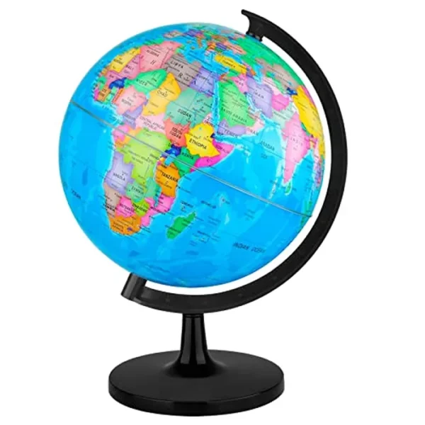 Wizdar Globo del mundo de 10 pulgadas para el aprendizaje de los niños, globos educativos giratorios de mapa del mundo, globo de gran tamaño decorativo para niños para aula, geografía, enseñanza,