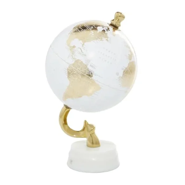 Deco 79 Globo de metal de aluminio con base de mármol, 6 "x 6" x 11", dorado