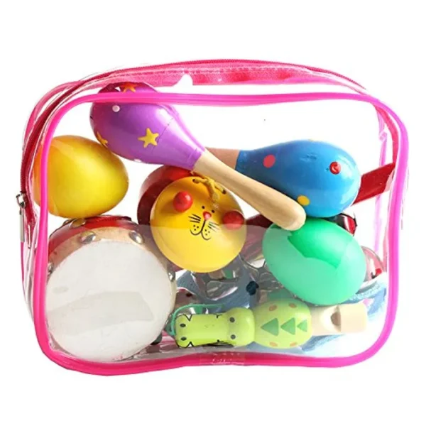 Instrumentos musicales para niños pequeños, 9 piezas de instrumentos musicales de percusión de madera, juego de juguetes para niños pequeños preescolares juguetes musicales educativos para niños y