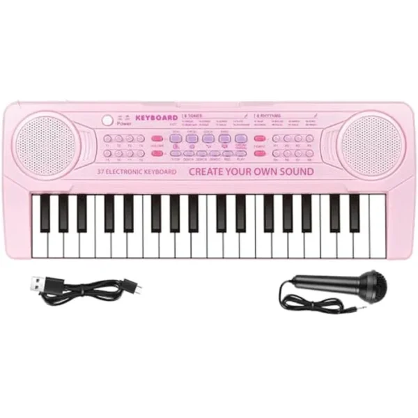 M SANMERSEN Teclado de piano para niños – 37 teclas de juguete para niños principiantes, piano electrónico con micrófono, juguete musical educativo para niños de 3, 4, 5, 6 años, regalo para niños y