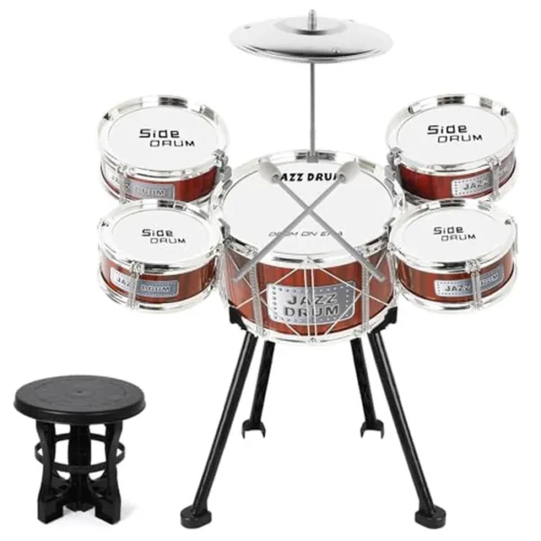 M SANMERSEN Juego de batería para niños, kit de batería de jazz, 8 piezas para niños pequeños, instrumentos musicales de percusión educativa, juego de juguete, regalo de Navidad para niños y niñas,