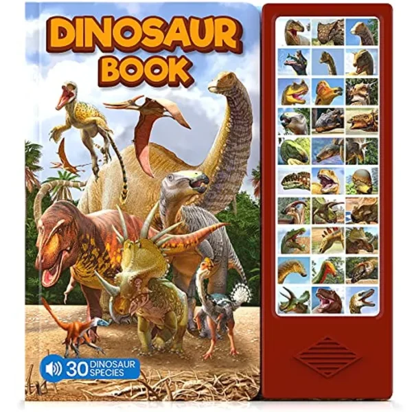 Juguetes de dinosaurio para niños de 3-5, 5, 7, 2-4 años, libro de dinosaurios con 30 nombres de datos de especies y sonidos realistas, regalos de dinosaurios para niños y niñas pequeños