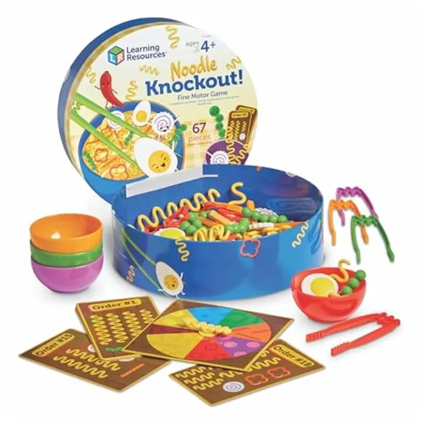 Learning Resources ¡Noodle Knockout! Juego de motricidad fina, juguetes de habilidades motoras finas, 67 piezas, a partir de 4 años