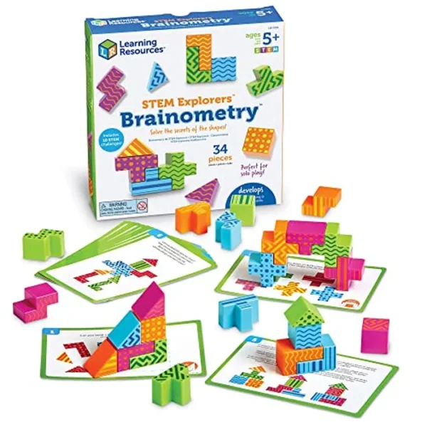 Learning Resources STEM Explorers Brainometry - 34 piezas, a partir de 5 años, juguetes STEM para niños, juguetes y juegos de cerebro, juegos de jardín de infantes, regreso a la escuela