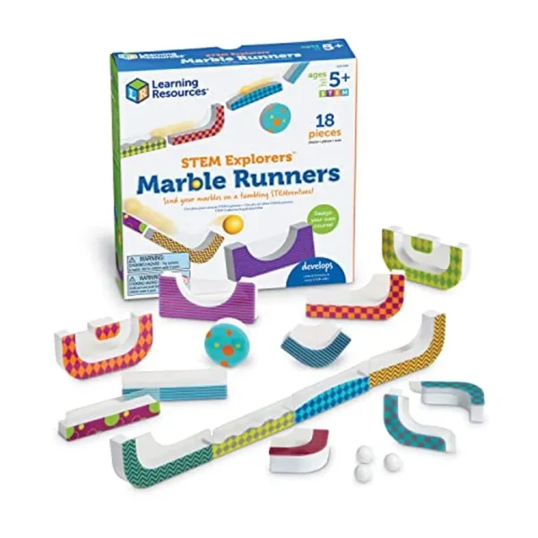 Learning Resources STEM Explorers - Caminos de mármol – 18 piezas, a partir de 5 años, juguetes STEM y actividades para niños, juguetes y juegos de aprendizaje cerebral, juegos de jardín de infantes