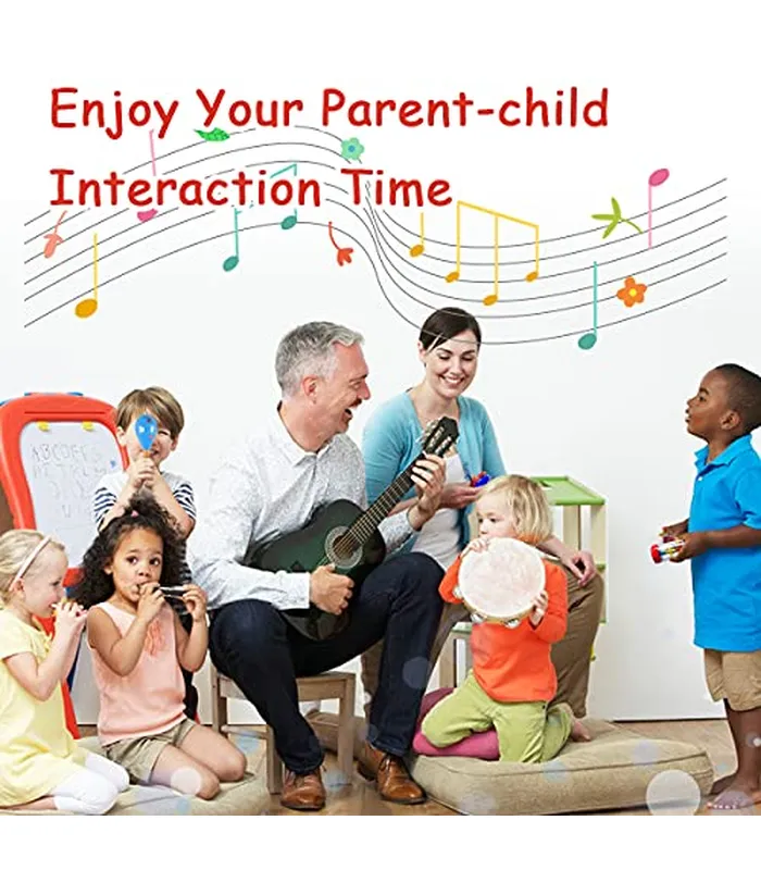 B098DX4X7905 LOOIKOOS Instrumentos musicales para niños pequeños, instrumentos de percusión de madera, juguete para niños, bebés, preescolar, juguetes musicales educativos para niños y niñas, con bolsa de