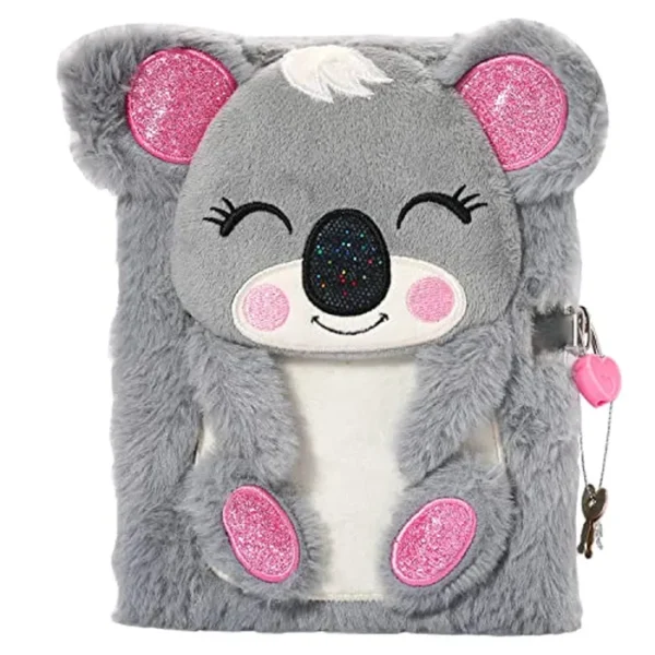 Diario de koala para niñas con cerradura, juguetes de koala de peluche, regalo para niñas adolescentes, cuaderno de escritura de koala para niños, regalos de cumpleaños para niñas pequeñas de 5, 6, 7,