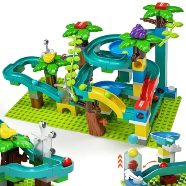 Bloques de construcción exclusivos de dinosaurios con martillo de gravedad con gatillo de carreras de martillo de gravedad, juego de laberinto de ladrillos de construcción compatible, juguete