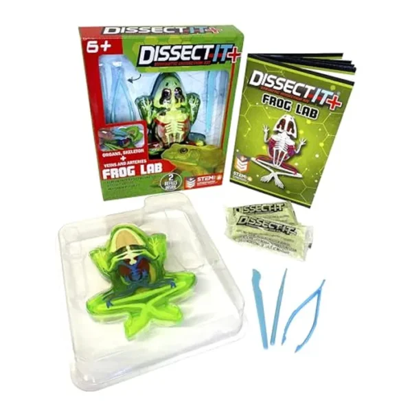 Dissect-It Kit para niños más kit de juguete mejorado de disección de rana, experiencia de laboratorio realista, sin uso de rana real. Sin olor, juguetes STEM, ciencia animal y anatomía, aprendizaje