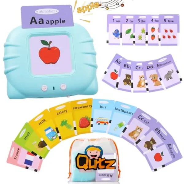 QuTZ ABC - Tarjetas flash parlantes para niños pequeños de 2 a 4 años, juguetes de autismo, juguetes de terapia del habla, educativas ABC aprendizaje hablar palabras a la vista, tarjetas flash de