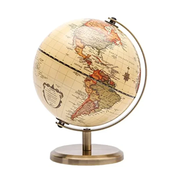 Globo antiguo de diámetro de 5.5 pulgadas / 5.5 in - Educativo/Geográfico - Mapa en inglés