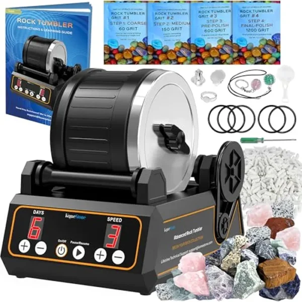 Kit de vaso de rocas, K1 Professional Large 2.5LB Capacidad Edición – Función de memoria, temporizador digital y velocidades variables: crea gemas impresionantes Accesorios completos incluidos