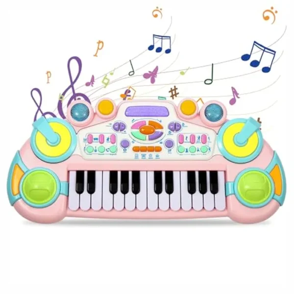 Teclado de juguete para niños pequeños, piano de juguete de 24 teclas para bebé, pianos multifuncionales para bebés, juguetes para niñas, teclado para niños pequeños, regalos de cumpleaños