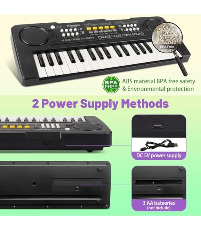 B09TXP6XLM03 Teclado de piano para niños, teclado de música portátil de 37 teclas, piano eléctrico para niños, instrumentos educativos, teclado para niños de 3, 4, 5, 6, 7, 8, 9