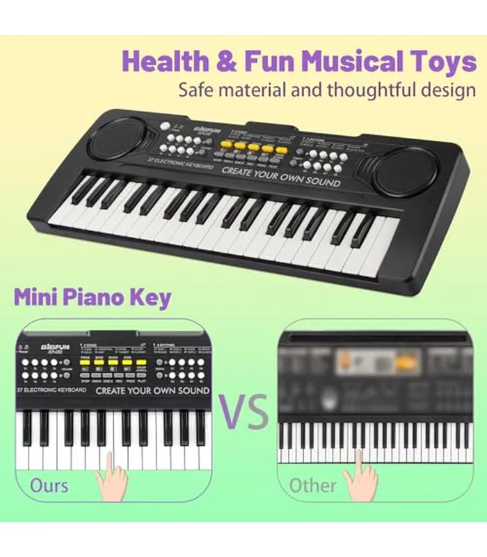B09TXP6XLM04 Teclado de piano para niños, teclado de música portátil de 37 teclas, piano eléctrico para niños, instrumentos educativos, teclado para niños de 3, 4, 5, 6, 7, 8, 9
