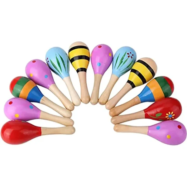 6 piezas de juguetes de madera para fiestas de maracas, pintura de madera para festivales de maracas, carnaval de madera (colores aleatorios)