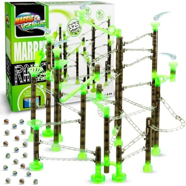 Marble Genius Super juego de rieles de mármol, 325 piezas de canicas para niños de 8 años en adelante (45 canicas, 15 piezas de riel, 10 piezas base y más), STEM, instrucciones a todo color, ideal