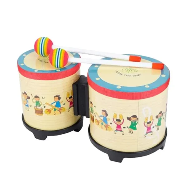 Bongo - Tambores para niños de 5 a 6 pulgadas con 2 baquetas de colores, instrumentos musicales de percusión rítmica para niños, niñas, regalo de cumpleaños