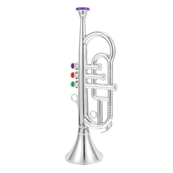 Toyvian Trompeta de juguete para niños, instrumentos musicales de viento y latón para niños, trompeta de juguete de juego musical, para enseñar canciones, banda de instrumentos en casa o escuela,