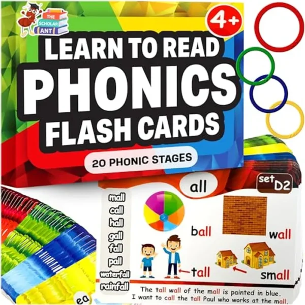 Tarjetas flash fonéticas – Aprende a leer en 20 etapas fónicas – Digraphs CVC mezcla sonidos vocales largos – Juegos de fonética para niños de 4 a 8 años Kindergarten Primer Segundo Grado Educativo