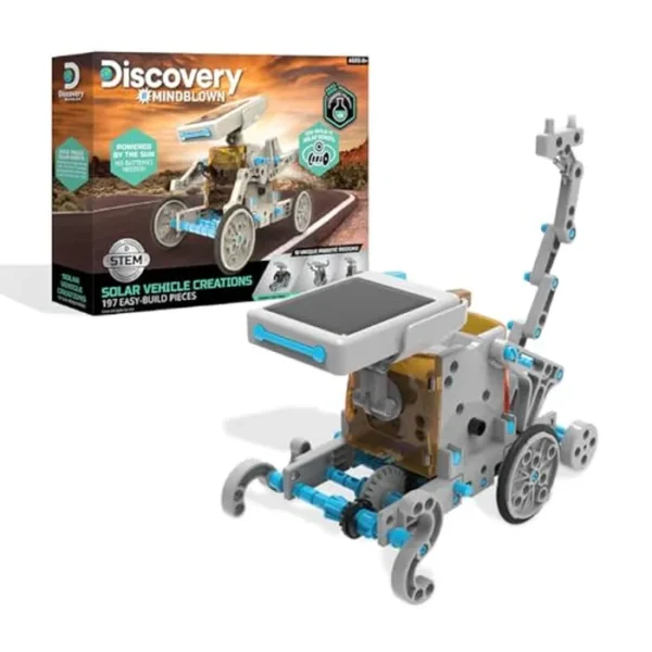 Discovery #Mindblown STEM 12 en 1 Kit de creación de robot solar de 197 piezas con motor motorizado alimentado por energía solar y engranajes, juego de ingeniería de construcción para edades de 8 años